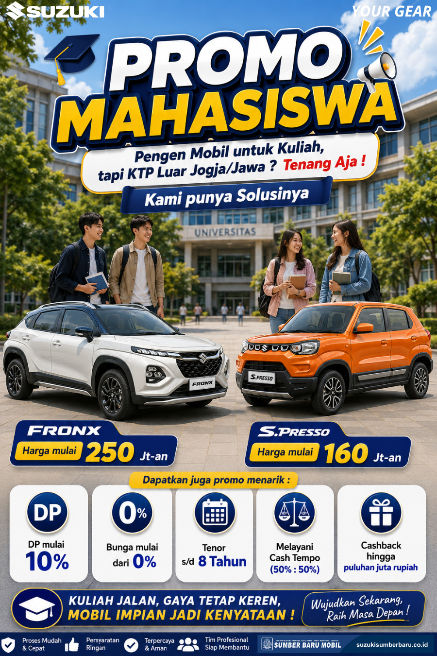Mahasiswa Suzuki Yogyakarta 2026: Punya Mobil Kini Lebih Mudah Meski KTP Luar Jogja