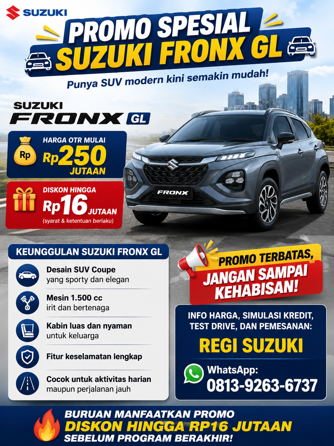 Promo Suzuki Fronx GL Juli 2026, Harga Mulai Rp250 Jutaan dan Diskon Hingga Rp16 Juta