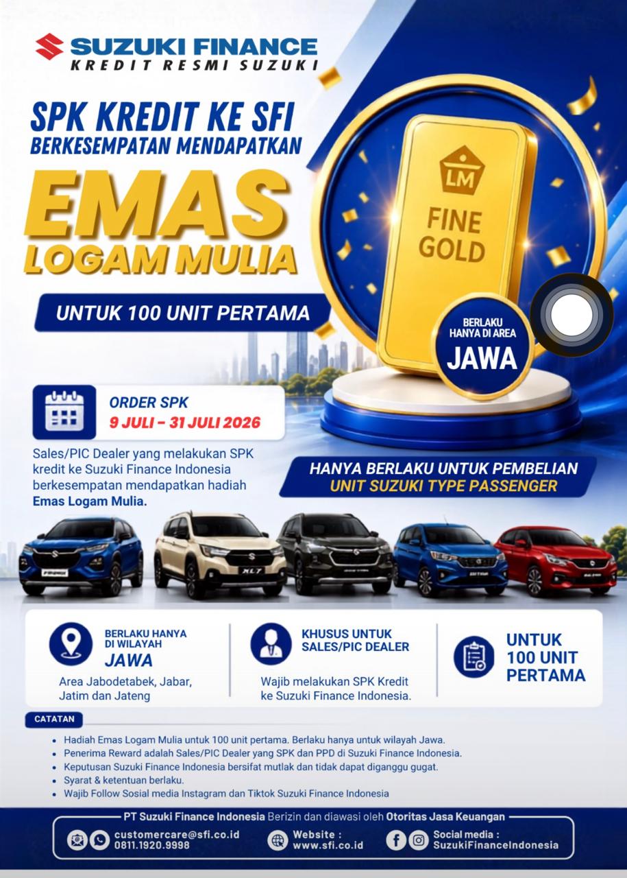 Program Suzuki Finance Indonesia Semester 2 2026: Sales Dealer Berkesempatan Raih Emas Logam Mulia 0,5 Gram