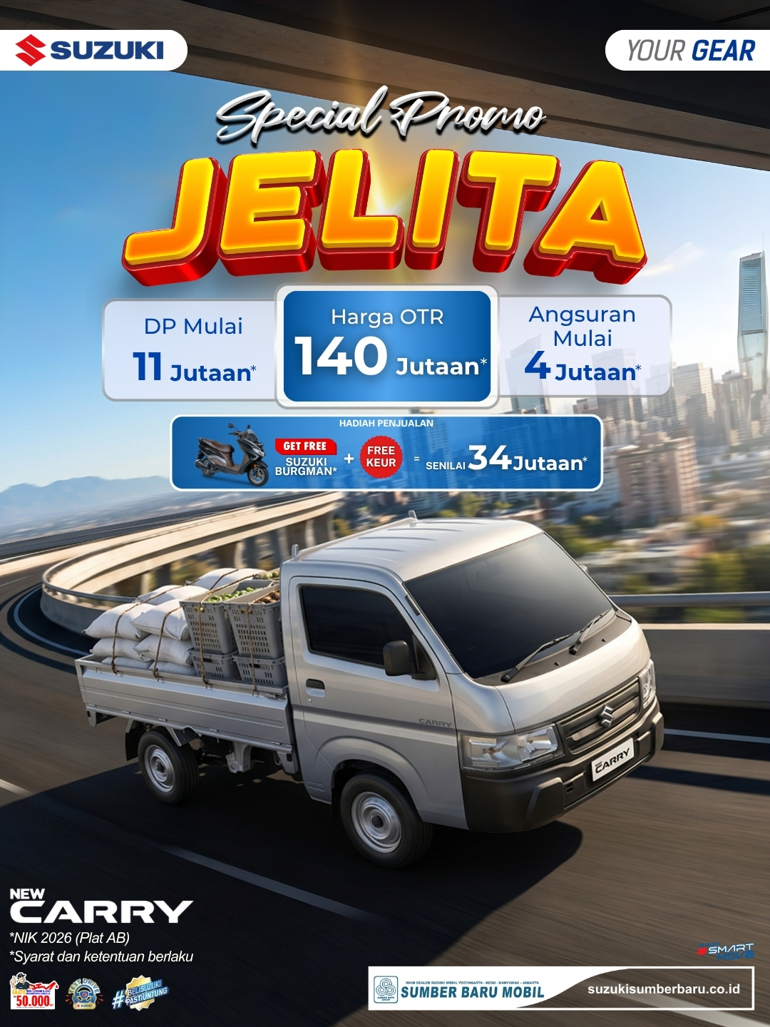 Promo Suzuki New Carry Juli 2026: Harga Mulai Rp140 Jutaan, DP Mulai Rp11 Juta, Angsuran Mulai Rp4 Jutaan! Bonus Hadiah Senilai Rp34 Juta