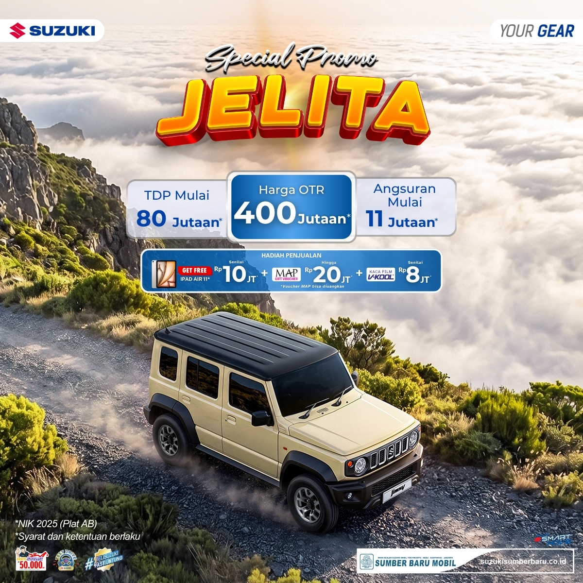 Promo Suzuki Jimny 5 Door Juli 2026: Harga Mulai Rp400 Jutaan, DP Mulai Rp80 Juta, Angsuran Mulai Rp11 Jutaan! Bonus Hadiah Hingga Rp38 Juta