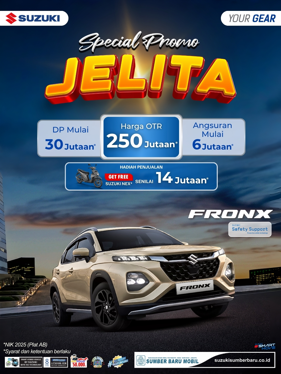 Promo Suzuki Fronx 2026: DP Mulai Rp30 Jutaan, Angsuran Mulai Rp6 Jutaan, Bonus Suzuki NEX! Jangan Sampai Kehabisan