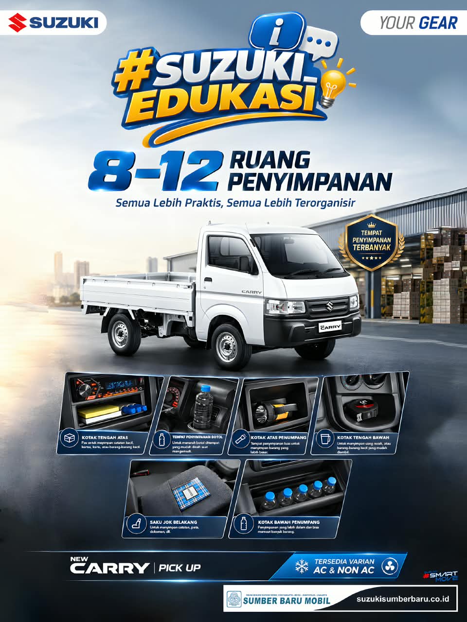 Suzuki New Carry Pick Up: 8–12 Ruang Penyimpanan, Semua Lebih Praktis dan Terorganisir